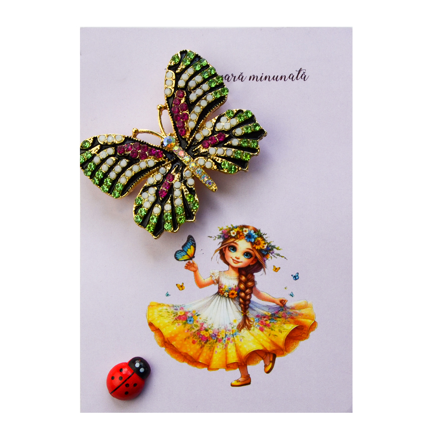 Brosa Armonie Verde-Roz