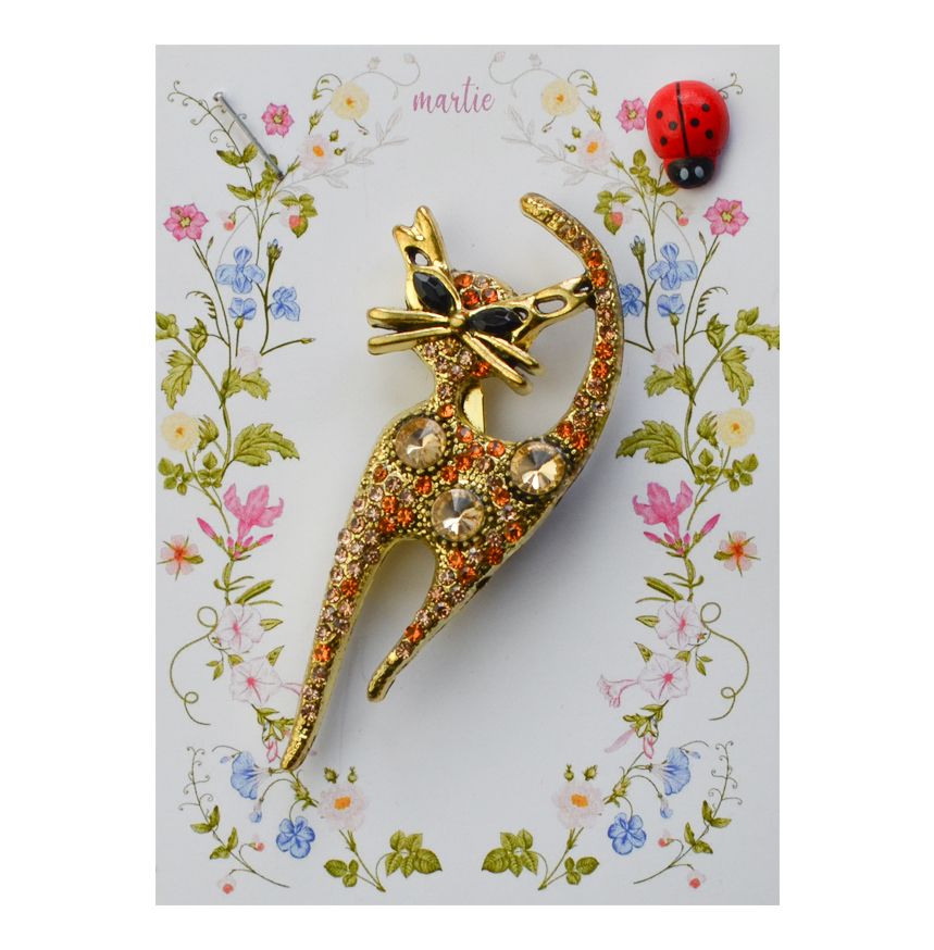 Brosa Pisica cu Cristale