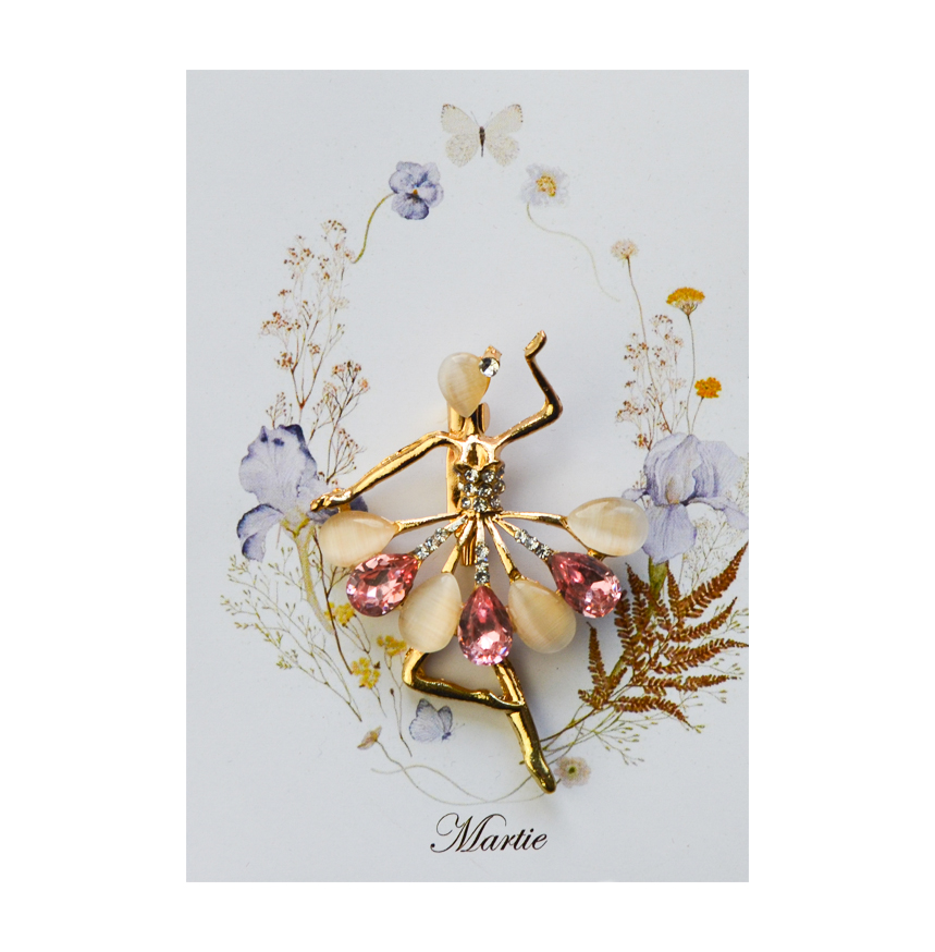 Brosa Balerina cu Pietre Roz