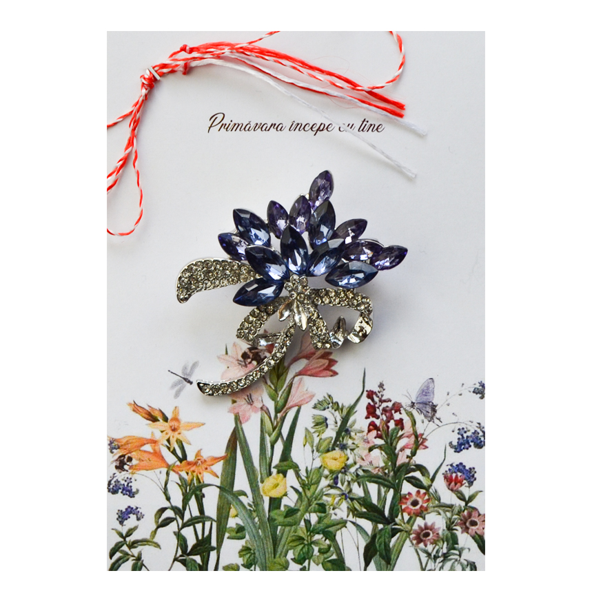 Brosa Eleganta cu Pietre Albastre